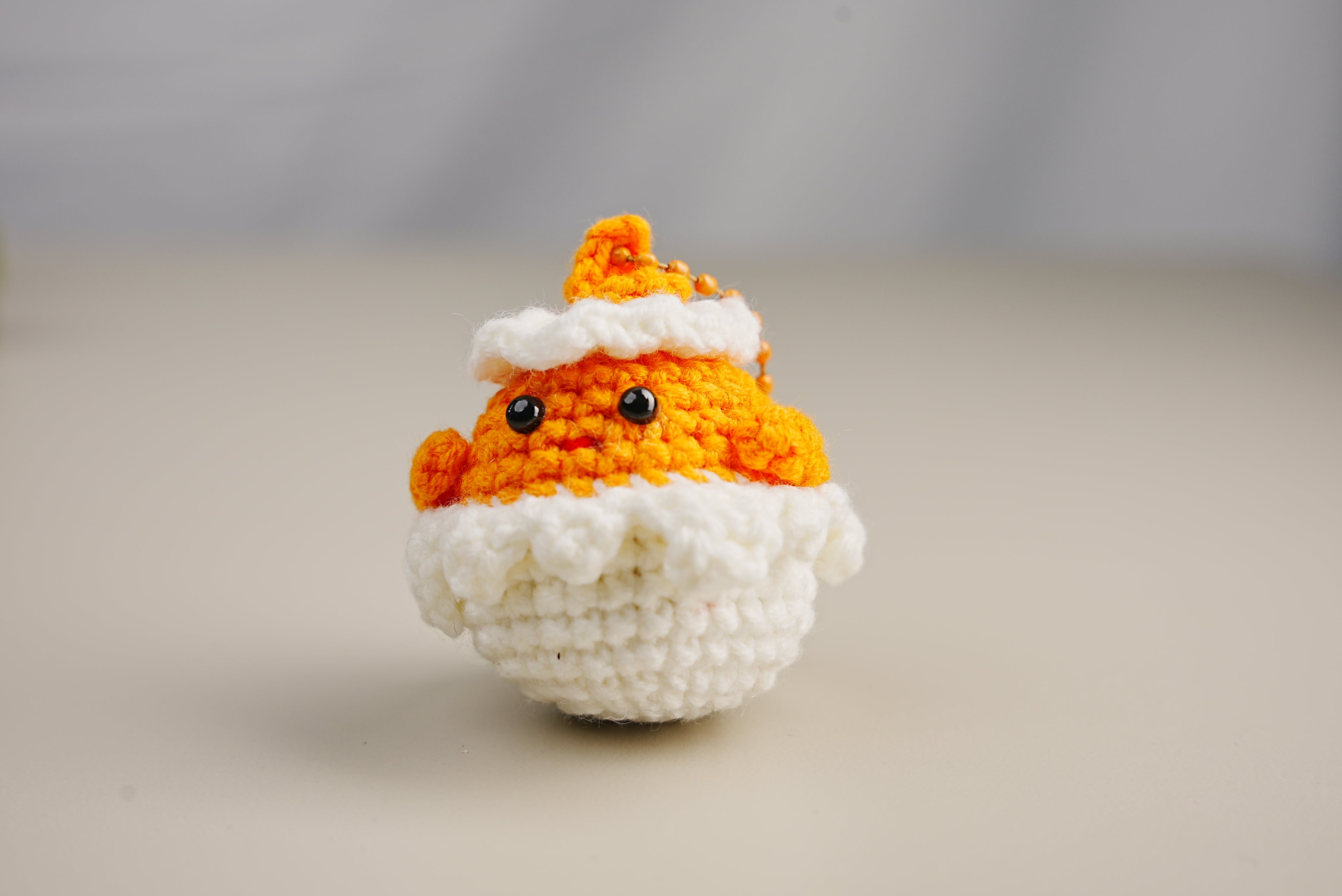 Eggshell Buddy Crochet Charm Keychain
